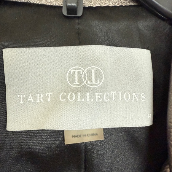 Tart Collection Moto Jacket Gray Vegan Leather Size Medium Double Breasted - Picture 10 of 12